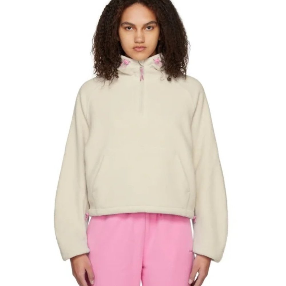 Outdoor Voices Off-White Cream Primo Fleece Half Zip Pullover Hoodie Size XL